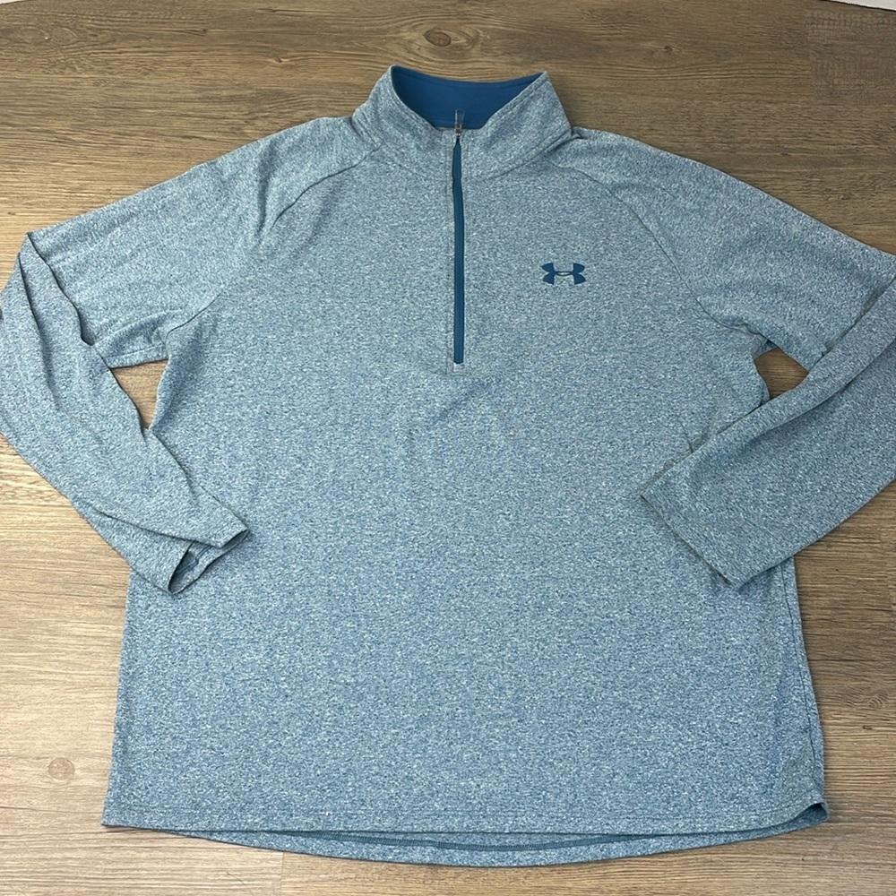 Under Armour Mens Light Blue 1/4 Zip Pullover Long Sleeve Shirt, size Large